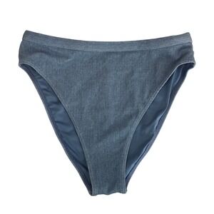 Billabong x Wrangler Womens High Cut Bikini Bottoms Blue Denim Textured Indigo